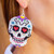 Beadwork Day of the Dead White Skull Huichol Earrings 'White Skeleton'