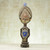 Artisan Hand Carved Sese Wood and Aluminum Beaded Statuette 'Sika Sunsum'