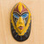 Hand Carved Brown and Yellow African Mask from Ghana 'Joy and Happiness'