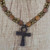 Adjustable Sese Wood Beaded Ankh Pendant Necklace 'Odofa Me Ko'