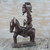 Brown and Cream Man Astride Horse Wood Sculpture from Ghana 'Horseman'