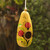 Multicolored Dried Gourd Birdhouse 'Tulips and Hummingbird'