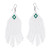 White and Turquoise Beaded Long Earrings ''