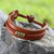 Men's African Leather Wristband Bracelet 'Stand Together in Tan'