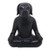 Carved Wood Black Beagle in Yoga Lotus Pose Sculpture 'Black Yoga Beagle'