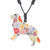 Ceramic Dog Pendant Necklace with Painted Floral Motifs 'Floral Dog'