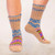 Hand-Knit Geometric Patterned Thick Slipper Style Socks 'Chai Tea'