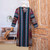 Long Handwoven Red  Green Ikat Cotton Duster Jacket 'Kartini Emerald'