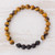 Men's Tiger's Eye and Black Agate Stretch Bracelet 'Magnitude'