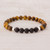 Men's Tiger's Eye and Black Agate Stretch Bracelet 'Magnitude'