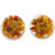 Orange and Yellow Flower in Clear Resin Button Earrings 'Eternal Bouquet in Orange'