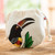 Hand Painted Costa Rican Toucan Cotton Drawstring Pouch 'Ariel Toucan'