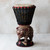 Brown and Cream Handcrafted Wood Djembe Drum with Tiger Base 'Tiger Call'