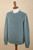 Polyester and Baby Alpaca Men's Pullover in Light Azure 'Robin's Egg'