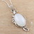 Rhodium-Plated Rainbow Moonstone Necklace from India 'Lunar Glow'