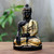 Gold-Accented Raintree Wood Buddha Sculpture 'Sitting Teacher'