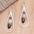 Hand-Painted Garnet Dangle Earrings 'Fine Feathers'