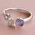 Capricorn Rhodium Plated Cocktail Ring with Amethyst 'Sign of Capricorn'