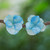 Thai Resin Coated Blue Hydrangea Bloom Post Earrings 'Azure Hydrangea'