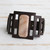 Rectangular Cut Leather Band and Moonstone Bracelet 'Pink Stepping Stone'