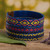 Three Blue Cuff Bracelets Woven with Colombian Cane Fiber 'Blue Colombian Geometry'