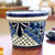 Hand Crafted Talavera-Style Flower Pot 'Mexican Garden in Blue'