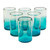 Turquoise Recycled Glass Tumblers from Mexico Set of 6 'Tall Cooling Aquamarine'