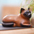 Bali Hand Carved Wood Sculpture of a Relaxed Siamese Cat 'Calm Kitty'