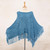 Short Knit Cotton Poncho in Cerulean from Thailand 'Charming Knit in Cerulean'