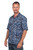 Men's Batik Cotton Short-Sleeved Shirt 'Lazy Day in Blue'