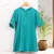 Artisan Crafted Cotton Tunic 'Fresh Breeze in Sea Green'