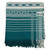 Geometric Striped Cotton Throw in Emerald and Alabaster 'Geometric Elegance in Emerald'