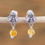 Sterling Silver Amber Honeybee Post Earrings Crafted Mexico 'Busy Bees'