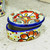 Cotton Swab Jar in Talavera-Style Ceramic 'Hidalgo Bouquet'