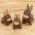 Set of 3 Hand-painted Donkey Shaped Ceramic Figurines 'Brown Donkey Family'
