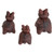 Set of 3 Hand-painted Donkey Shaped Ceramic Figurines 'Brown Donkey Family'