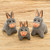 Set of 3 Hand-painted Gray Donkey Shaped Ceramic Figurines 'Gray Donkey Family'