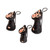 Set of 3 Hand-painted Black Monkey-themed Ceramic Figurines 'Black Monkey Family'