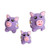 Set of 3 Purple Pig Ceramic Figurines Handmade in Guatemala 'Purple Pig Family'