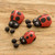 Set of 3 Hand-painted Ladybug-themed Ceramic Figurines 'Ladybug Family'
