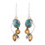 Faceted Citrine and Composite Turquoise Dangle Earrings 'Classic Glamour'