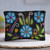 Blue Floral Embroidered Wool Clutch from Peru 'Floral Nature'