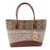 Natural Cotton and Black Diamond Motif Leather Accent Tote 'Mayan Chic'