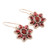 Garnet Flower-Shaped Dangle Earrings 'Camellia Blossoms'