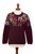 Burgundy Floral Intarsia Knit 100 Alpaca Sweater 'Burgundy Garden'