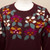 Burgundy Floral Intarsia Knit 100 Alpaca Sweater 'Burgundy Garden'