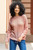 Pink Blush Alpaca Pullover Patterned Sweater with Drawstring 'Pink Comfort'