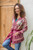 Jacquard Viscose-Blend Cardigan with Tie Belt 'A Rose is a Rose'