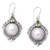 Cultured Pearl Dangle Earrings with Faceted Peridot Stones 'Underwater Forest'
