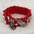 Red Macrame Wristband Charm Bracelet from Mexico 'Crimson Luck'